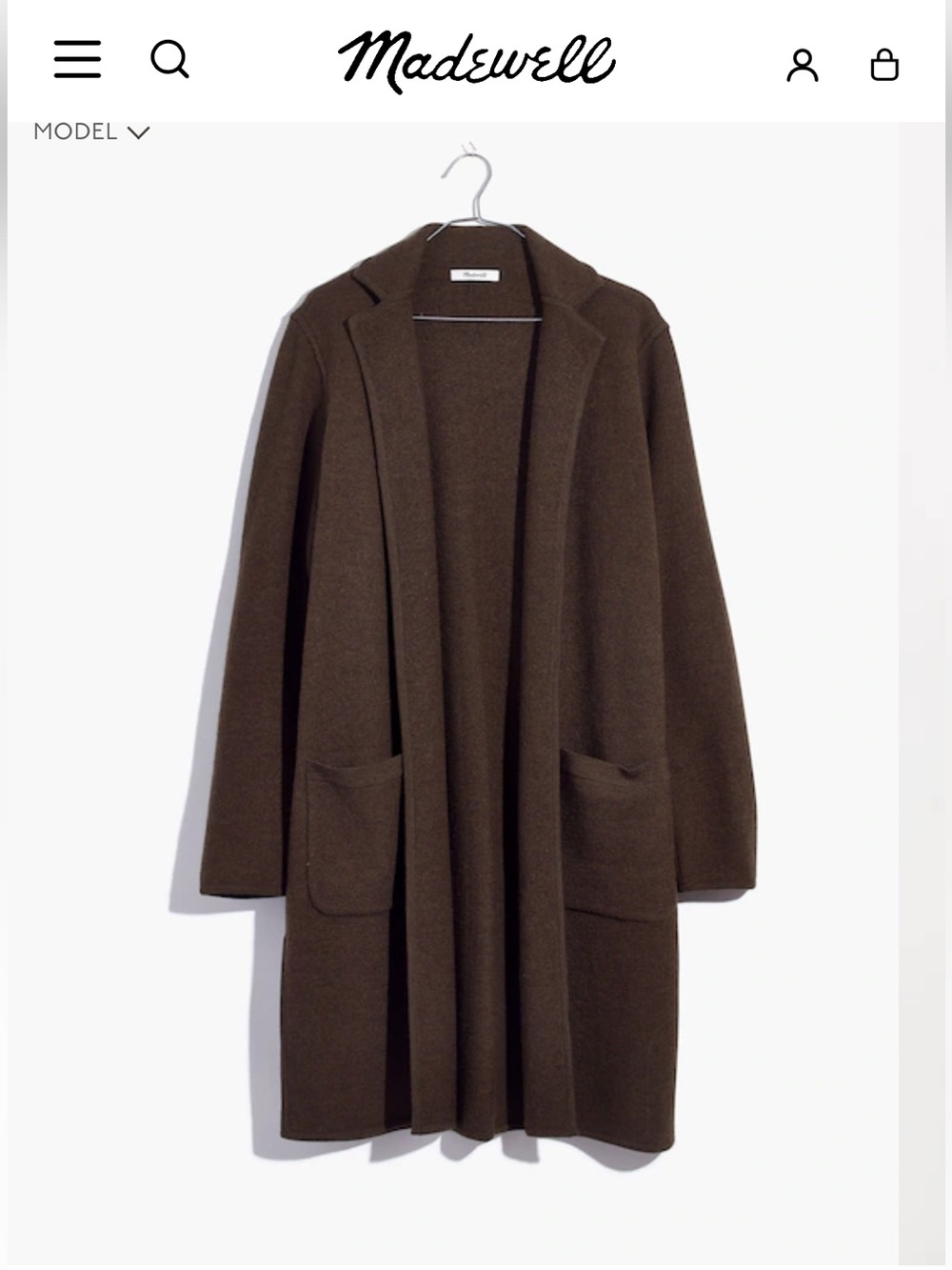 Madewell Merino Wool Camden Sweater-Coat Olive